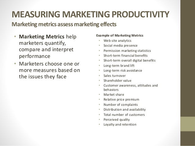 marketing performance evaluation approaches used to measure marketing productivity are